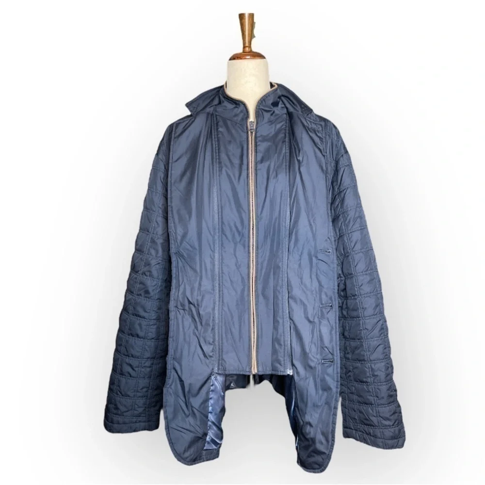 TailorByrd Mens Navy Quilted Barn Jacket Removable Dickey Elbow Patches XXL